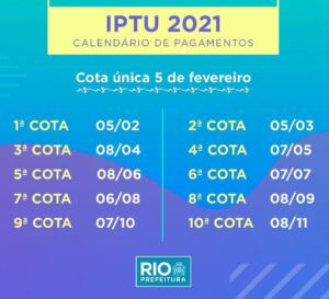 Leia mais sobre o artigo Prefeitura do Rio divulga calendário do IPTU 2021